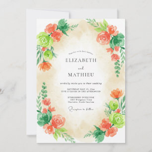 Invitación Boda de melocotón lima follaje eucalipto