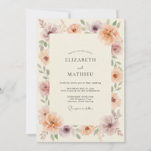 Invitación Boda de Melocotón Malva Polvo Peonía