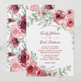 Invitación Boda de melocotonería rosa de frambuesa