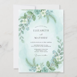 Invitación Boda de menta, agua y eucalipto