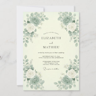 Invitación Boda de menta Celadón Eucalipto
