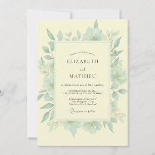 Invitación Boda de Menta Eucalipto y Mantequilla