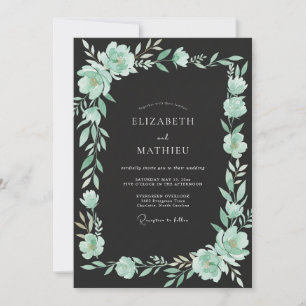 Invitación Boda de menta flor de espuma de mar eucalipto