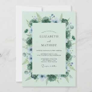 Invitación Boda de Menta Periwinkle Suculenta Eucalipto
