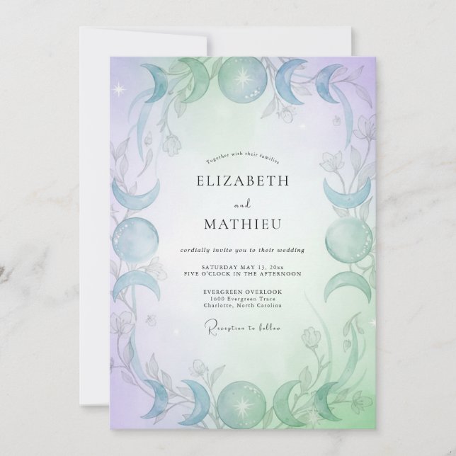 Invitación Boda de menta pervinca celestial eucalipto (Anverso)