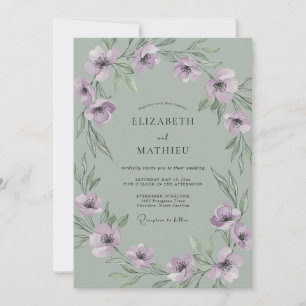 Invitación Boda de menta y anémona lila