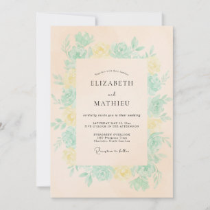 Invitación Boda de menta y suave flor de melocotón