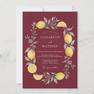 Invitación Boda de Merlot Limón Cítricos Eucalipto