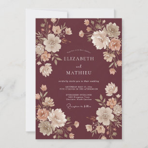 Invitación Boda de Merlot Ranunculus Eucalyptus