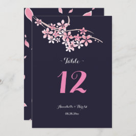 Invitación Boda de mesa floral blanco navy cerezo