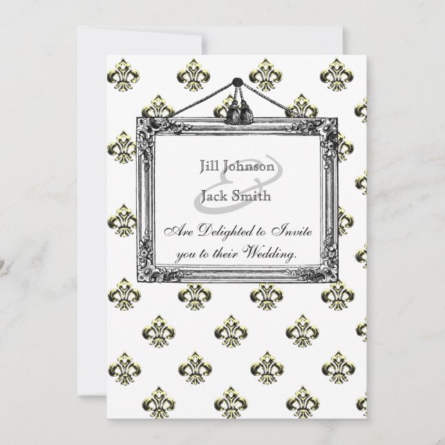 Invitación Boda de Metallic Fleur de lis (Oro) (Anverso)