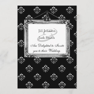 Invitación Boda de Metallic Fleur de lis (Plata)