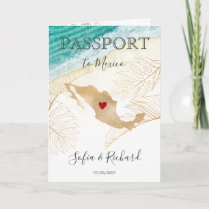 Invitación Boda de México Pasaporte de Destino Mapa Mundial I