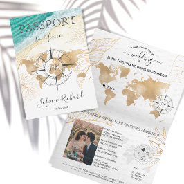 Invitación Boda de México Pasaporte de Destino Mapa Mundial I