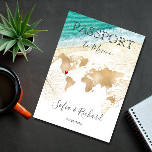 Invitación Boda de México Pasaporte de Destino Mapa Mundial I