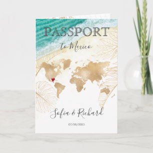 Invitación Boda de México Pasaporte de Destino Mapa Mundial I