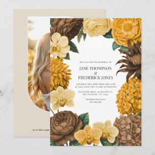 Invitación Boda de Miel Ámbar, Arcilla del Desierto y Flor de