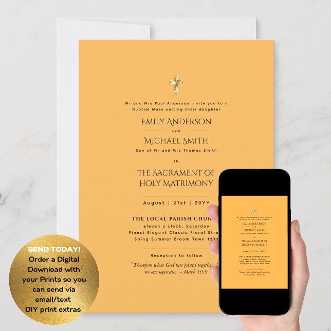 Invitación Boda de misa nupcial de la Iglesia amarilla (Subido por el creador)