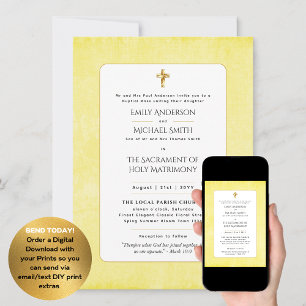 Invitación Boda de misa Nupcial de limón amarillo católico
