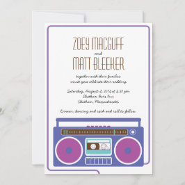 Invitación Boda de mixtape Indie Retro Boombox (púrpura/azul)