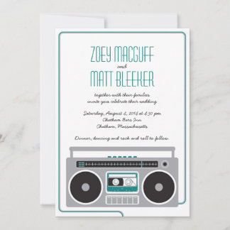 Invitación Boda de mixtape Indie Retro Boombox (Verde azulado