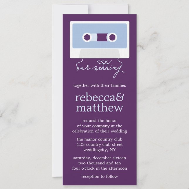 Invitación Boda de mixtape retro (Anverso)