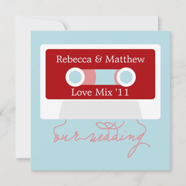 Invitación Boda de mixtape retro (Anverso)