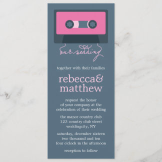 Invitación Boda de mixtape Retro azul y rosa