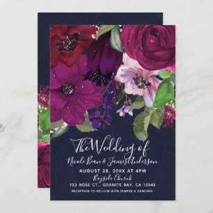 Invitación Boda de Moda Berry Fuchsia Floral Bouquet
