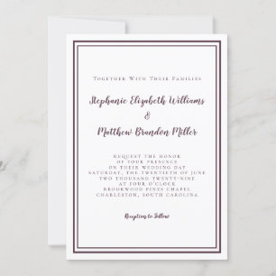 Invitación Boda de Moda blanca púrpura simple Minimalista