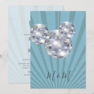 Invitación Boda de Moda Blue Silver Disco Sun Rays