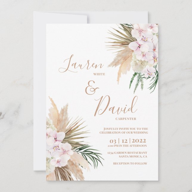 Invitación boda de Moda Boho (Anverso)