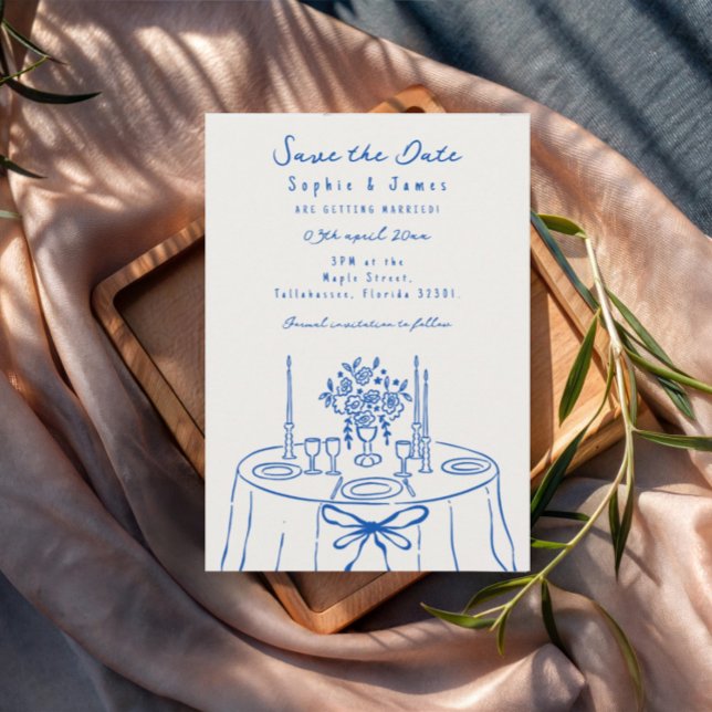 Invitación boda de moda con mano azul y caprichoso (Subido por el creador)