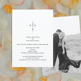 Invitación Boda de Moda cruzada de monograma con mano