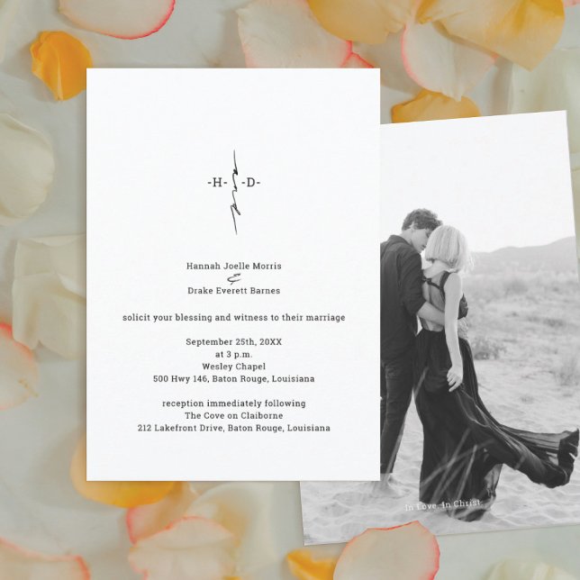 Invitación Boda de Moda cruzada de monograma con mano (Subido por el creador)