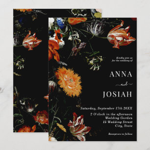 Invitación Boda de Moda de Boho Floral Negra