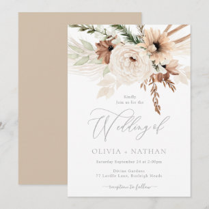 Invitación Boda de moda de Boho Neutral Florals