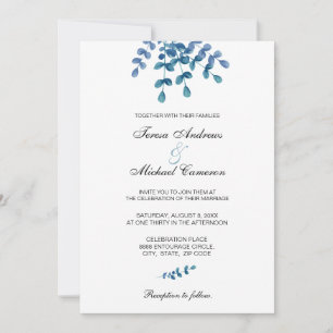 Invitación Boda de Moda de color de agua Eucalyptus Greenery