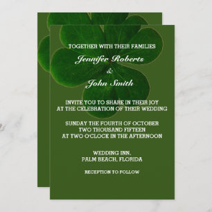 Invitación Boda de moda de color verde de hoja Shamrock