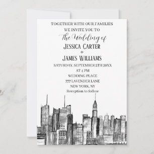 Invitación Boda de Moda de destino de acuarela de Nueva York