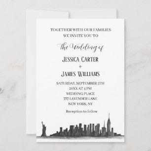 Invitación Boda de Moda de destino de acuarela de Nueva York