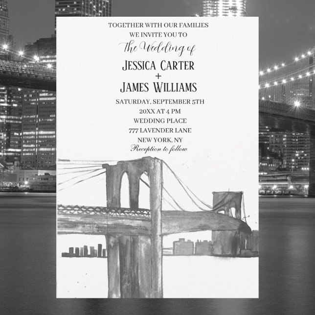 Invitación Boda de Moda de destino de acuarela de Nueva York (Subido por el creador)