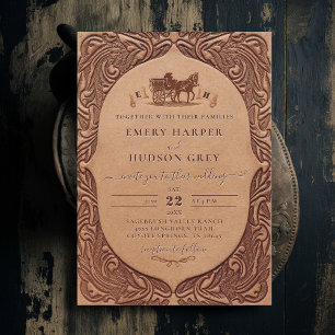 Invitación Boda de Moda de entrenador occidental de cuero con