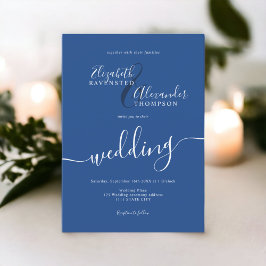 Invitación Boda de moda de guiones azul minimalista simple