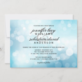 Invitación Boda de Moda de luz de Bokeh azul de lujo
