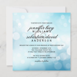 Invitación Boda de Moda de luz de Bokeh azul de lujo