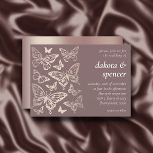 Invitación Boda de Moda de mariposa   Rubor Rosa Gold Metalli