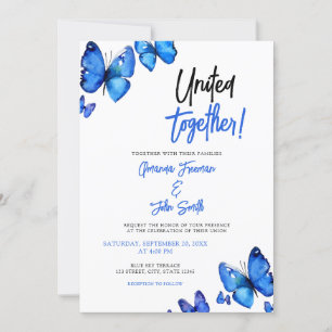 Invitación Boda de Moda de mariposas azul acuarela