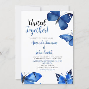 Invitación Boda de Moda de mariposas azules vibrantes