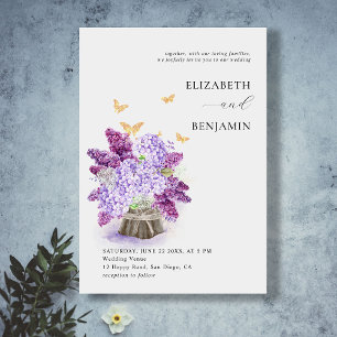 Invitación Boda de Moda de oro de la mariposa Rustic Hydrange